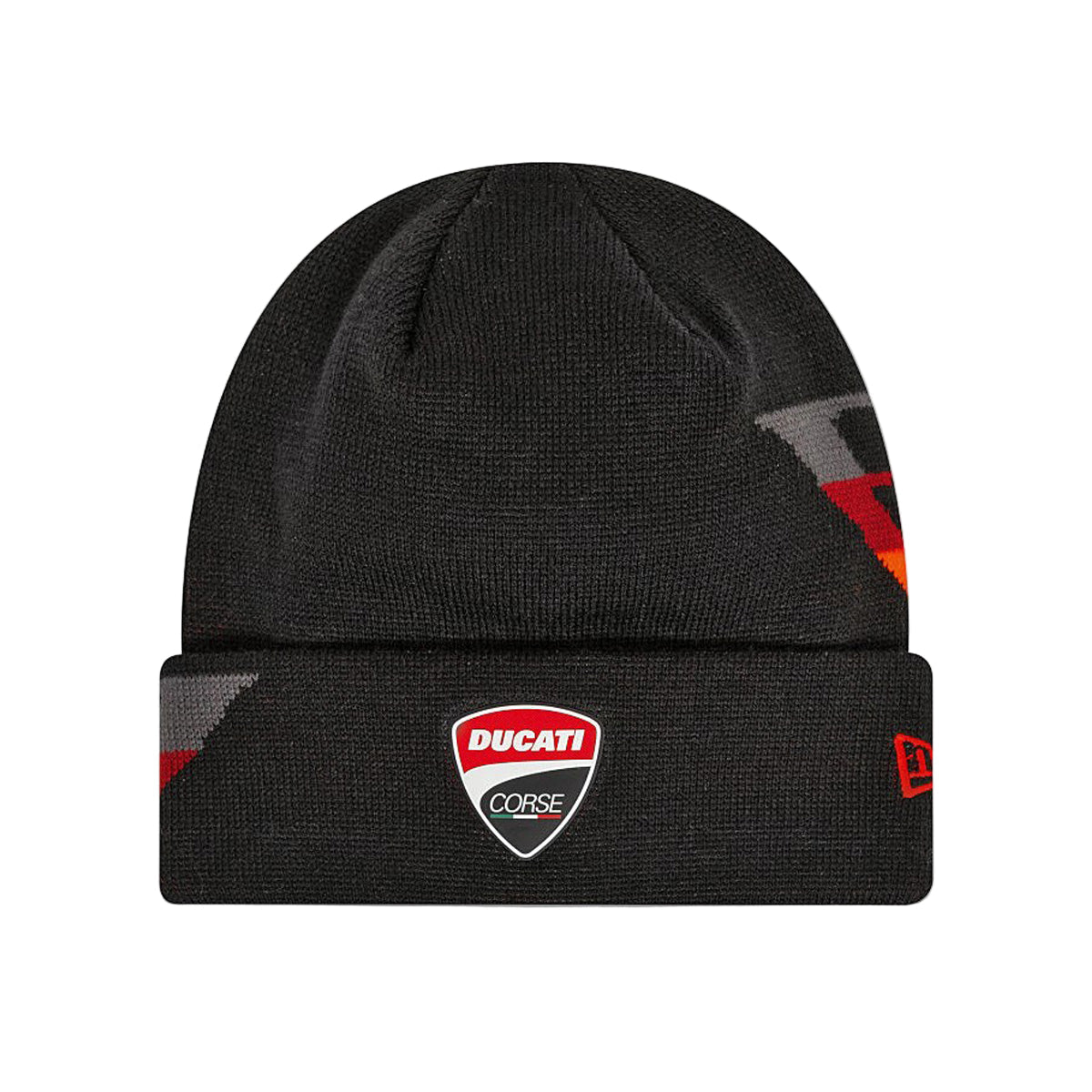 Black beanie with Ducati logo on a white background