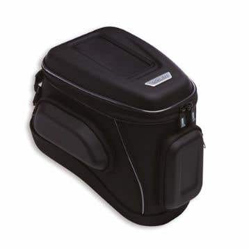 DUCATI TANK BAG WITH TANK-LOCK FASTENER.