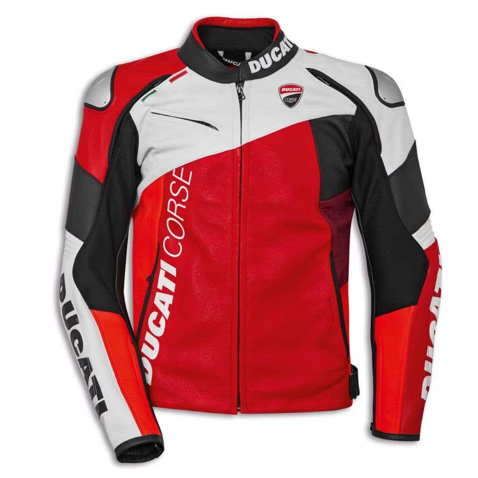 DUCATI MENS MOTORCYCLE JACKET IN PERFORATED CORSE C6 ORIGINAL LEATHER