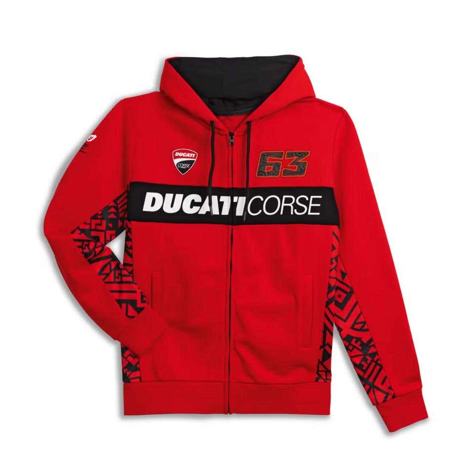DUCATI MENS DUAL PECCO BAGNAIA 63 HOODED SWEATSHIRT
