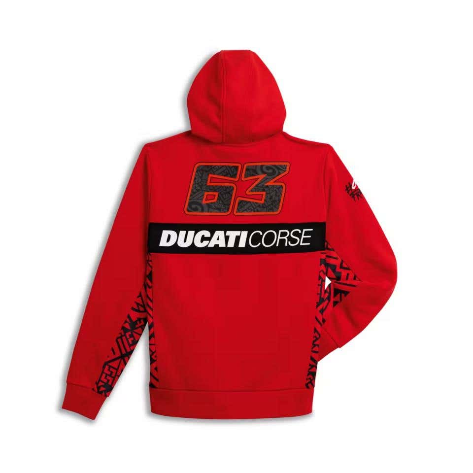 DUCATI MENS DUAL PECCO BAGNAIA 63 HOODED SWEATSHIRT