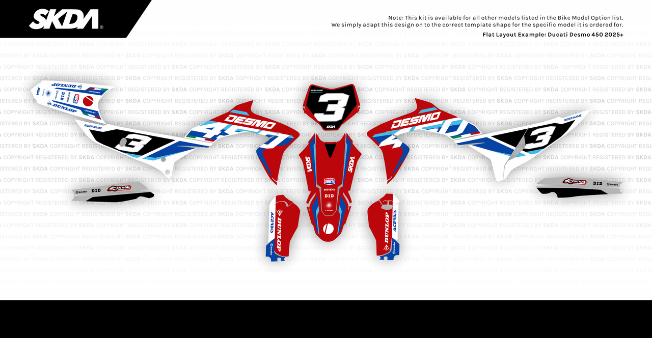 HORNET Red/Wht Desmo Full Graphics Kit