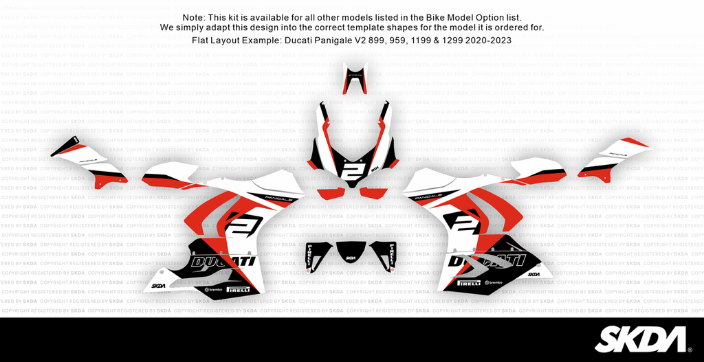 PISTA White Panigale Full Graphics Kit