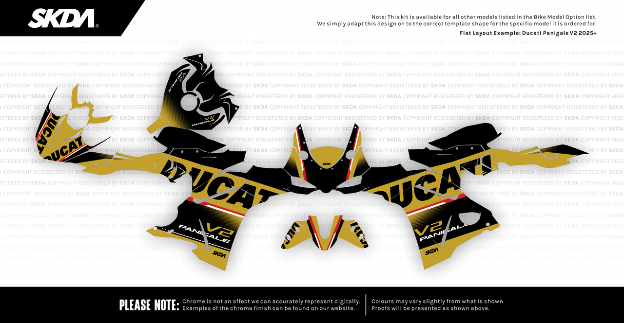 VERSARIO CHROME Blk/Gold Panigale Full Graphics Kit