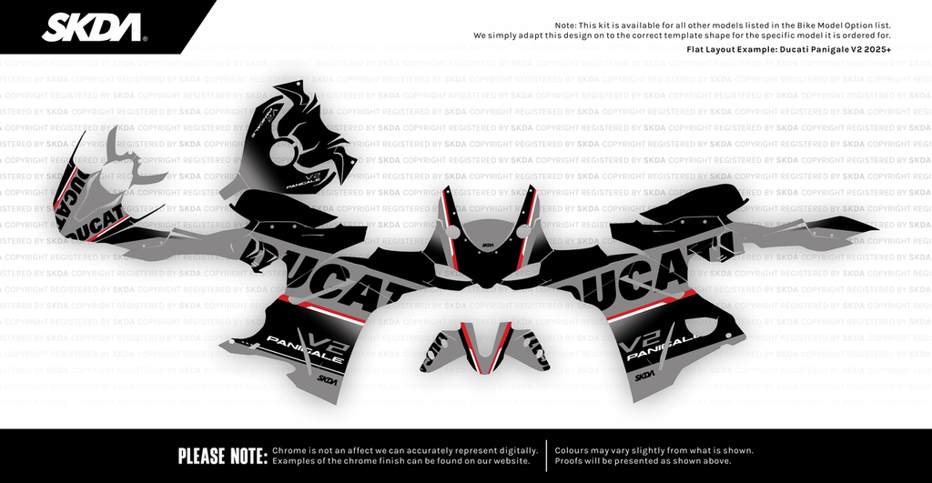 VERSARIO CHROME Blk/Silver Panigale Full Graphics Kit