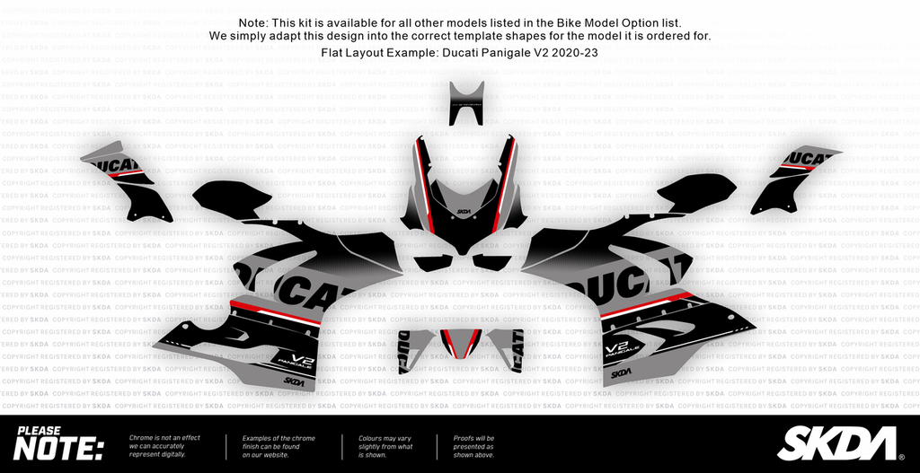 VERSARIO CHROME Blk/Silver Panigale Full Graphics Kit