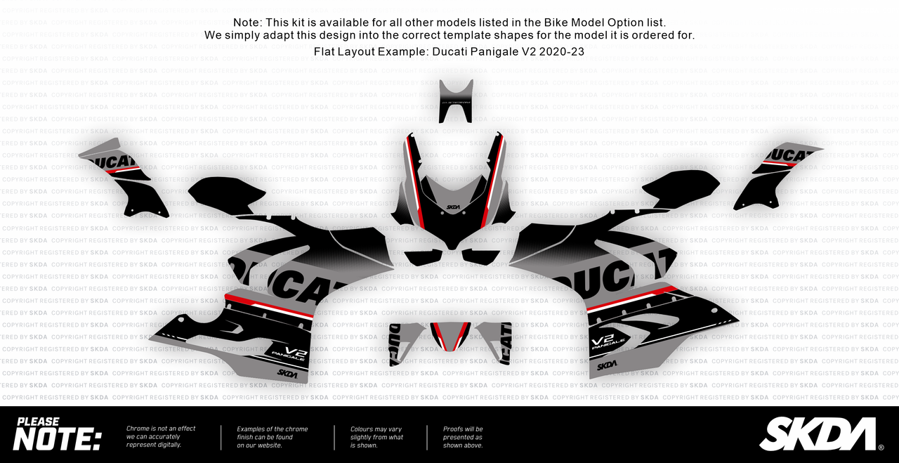 VERSARIO CHROME Blk/Silver Panigale Full Graphics Kit