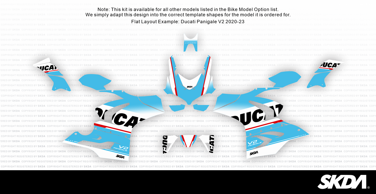 VERSARIO Cyan/White Panigale Full Graphics Kit