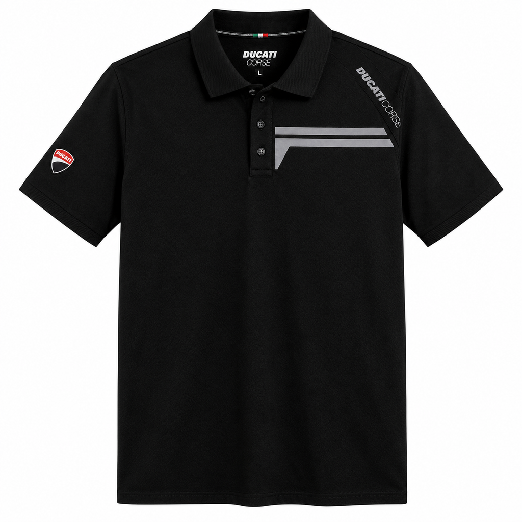 POLO DUCATI CORSE STRIPE BLACK